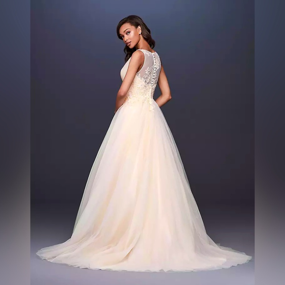 Appliqued Glitter Tulle A-Line Wedding Dress